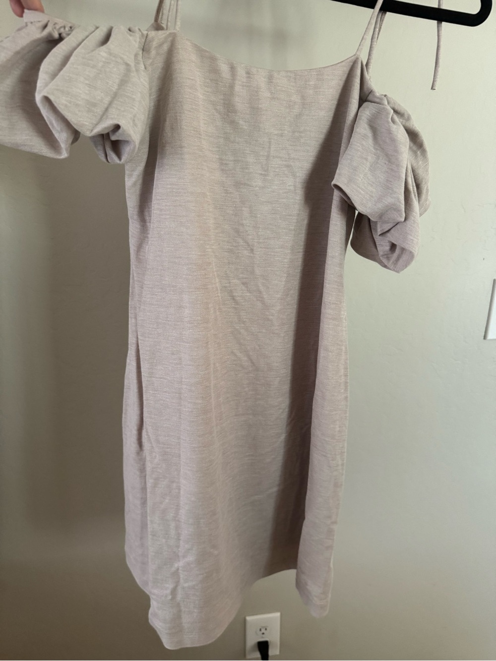 Off-Shoulder Ruffle Mini Dress - Light Beige - Picture 4 of 4